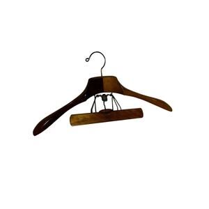 Vintage THE SETWELL Wood Suit Coat Clothes Hanger w/ Pant Clamp USA Wooden